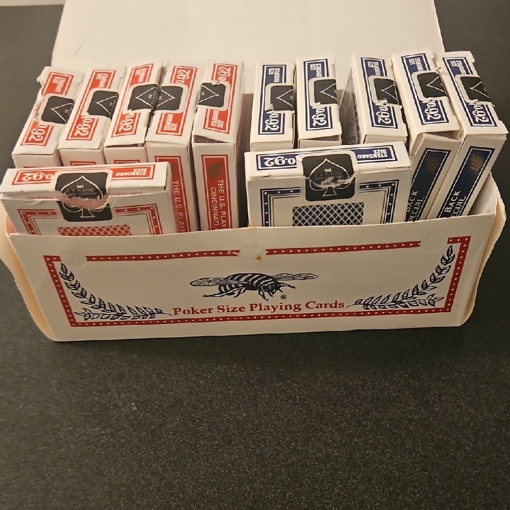 Bee Casino Quality Club Special  Poker Size Playing Cards -6Red, 6Blue, 12 Pack